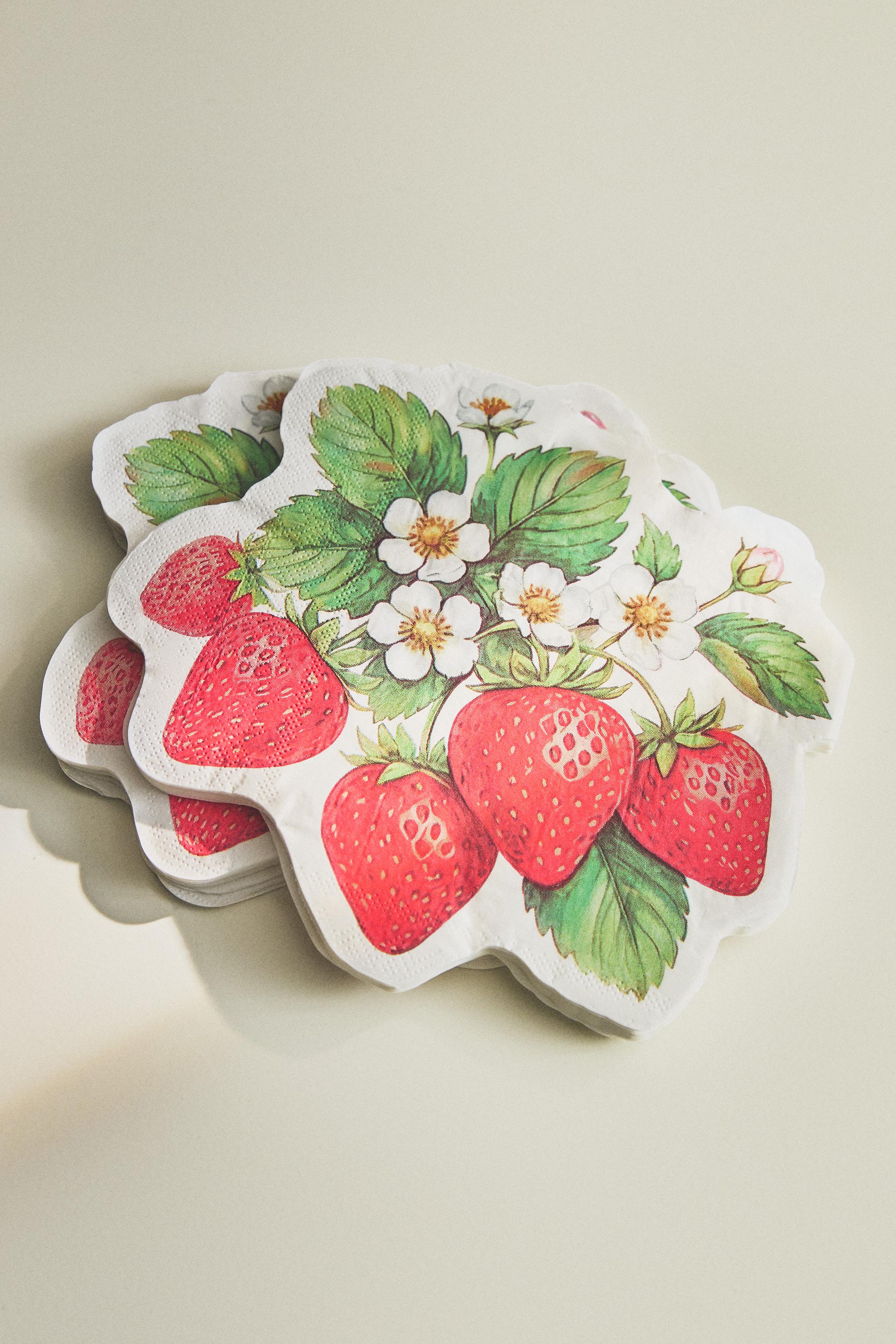 STRAWBERRY PRINT PAPER NAPKINS (PACK OF 20)